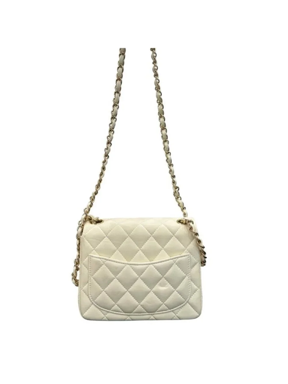 Chanel Quilted White Lambskin Shoulder Bag